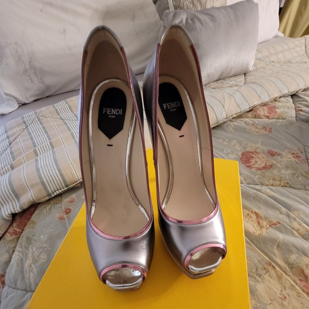 Silver Fendi heels